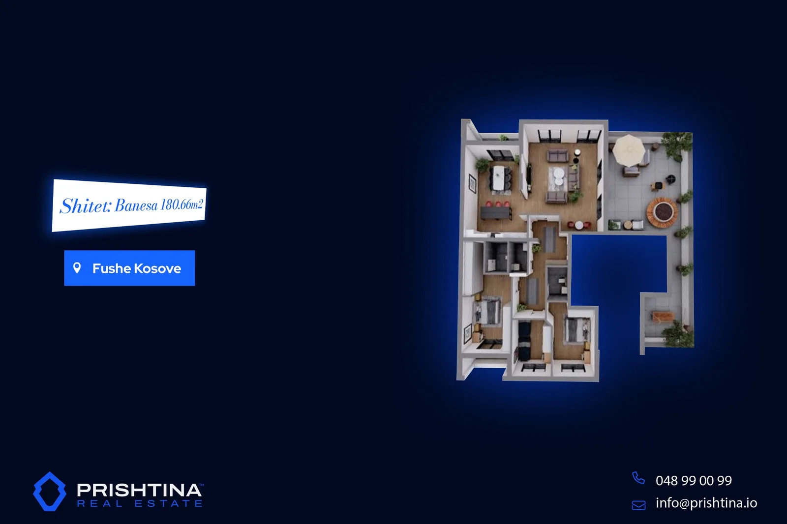 Penthouse në shitje 180.66m² + 167.3m² terasë në Fushë Kosovë