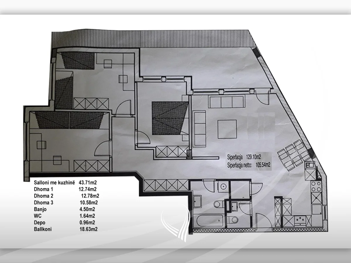 Penthouse me 3 dhoma gjumi në shitje në lagjen Dodona
