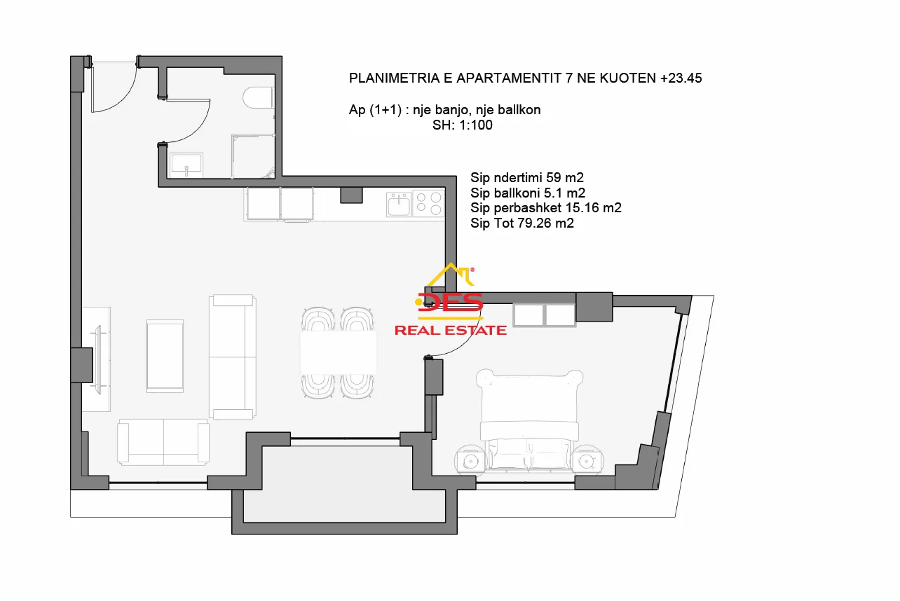 Shitet apartament 1+1 te sheshi i flamurit ,vlorë