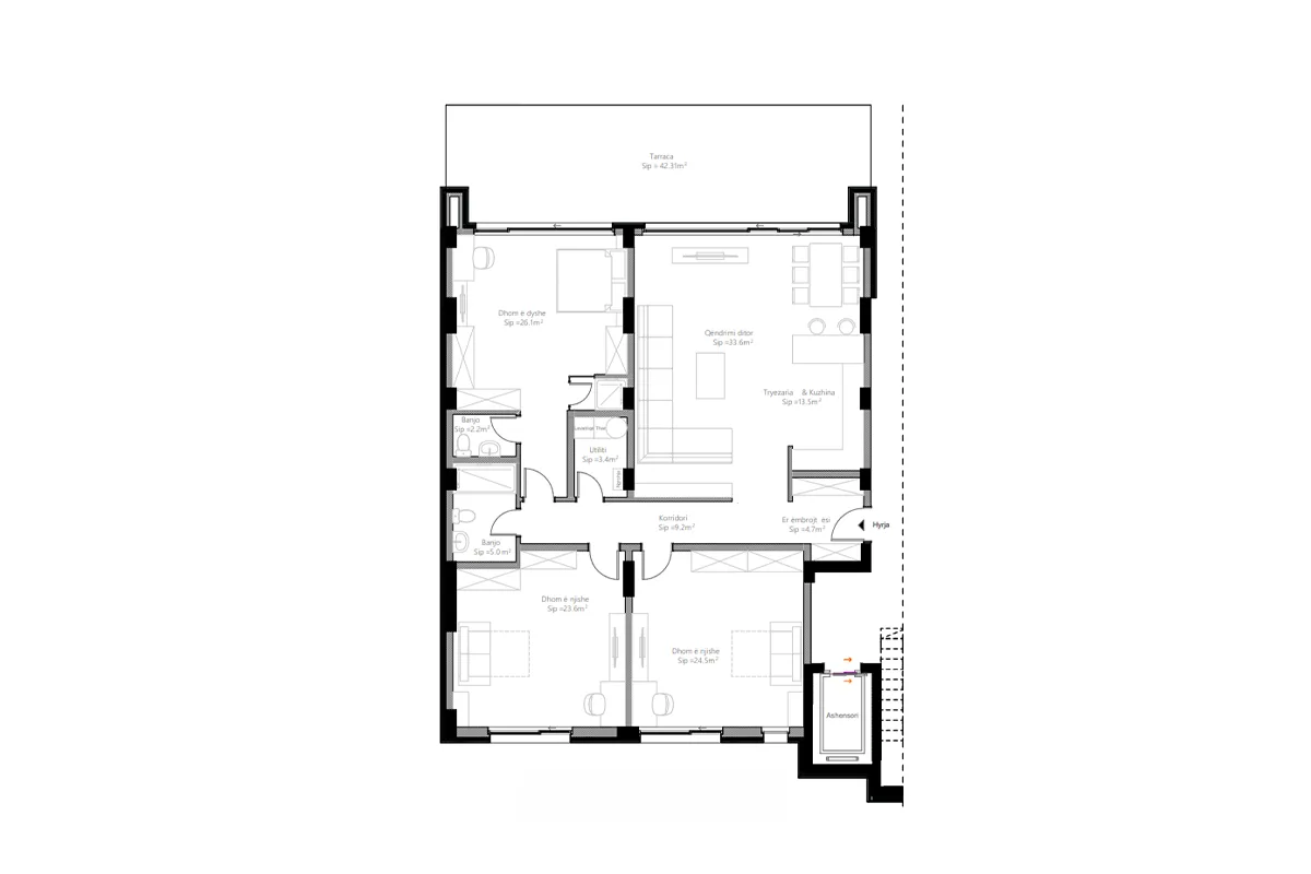 Banesë Terracier 167.26m² + 42.31m² për #SHITJE në Lagjen Marigona Hill.