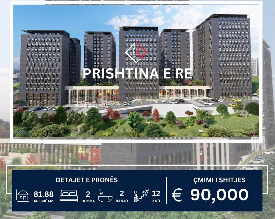 BANESË PËR SHITJE TEK PRISHTINA E RE! 81,88m2 KATI 12