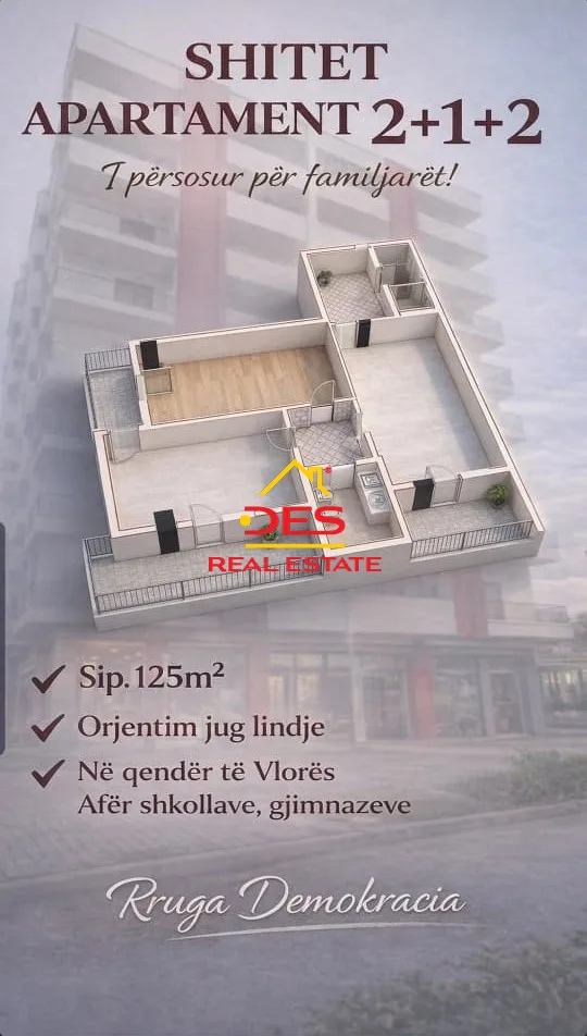 Shitet apartament 2+1 në rrugën e re – vlorë.
