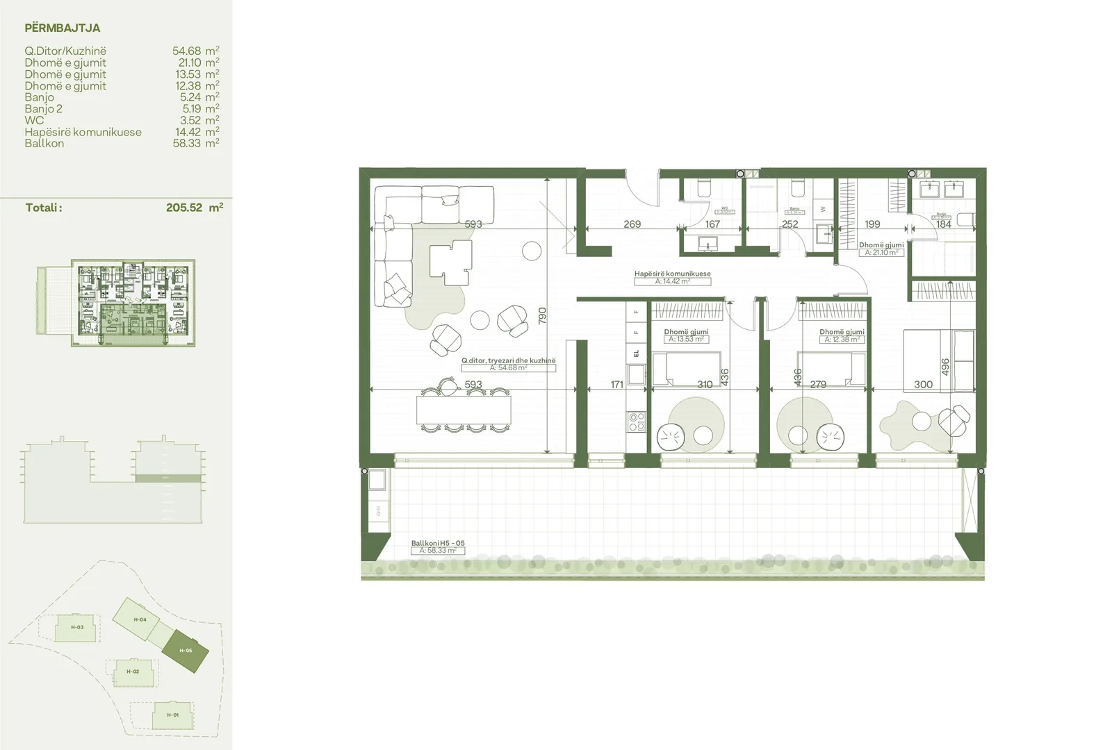 Banesë 205.52m² për #SHITJE në Lagjen Lake Side Living.