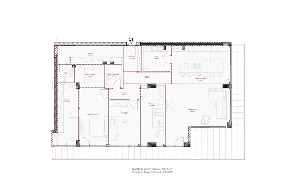 Banesë 190.55m² + 51.55m² për #SHITJE në Lagjen Marigona Hill