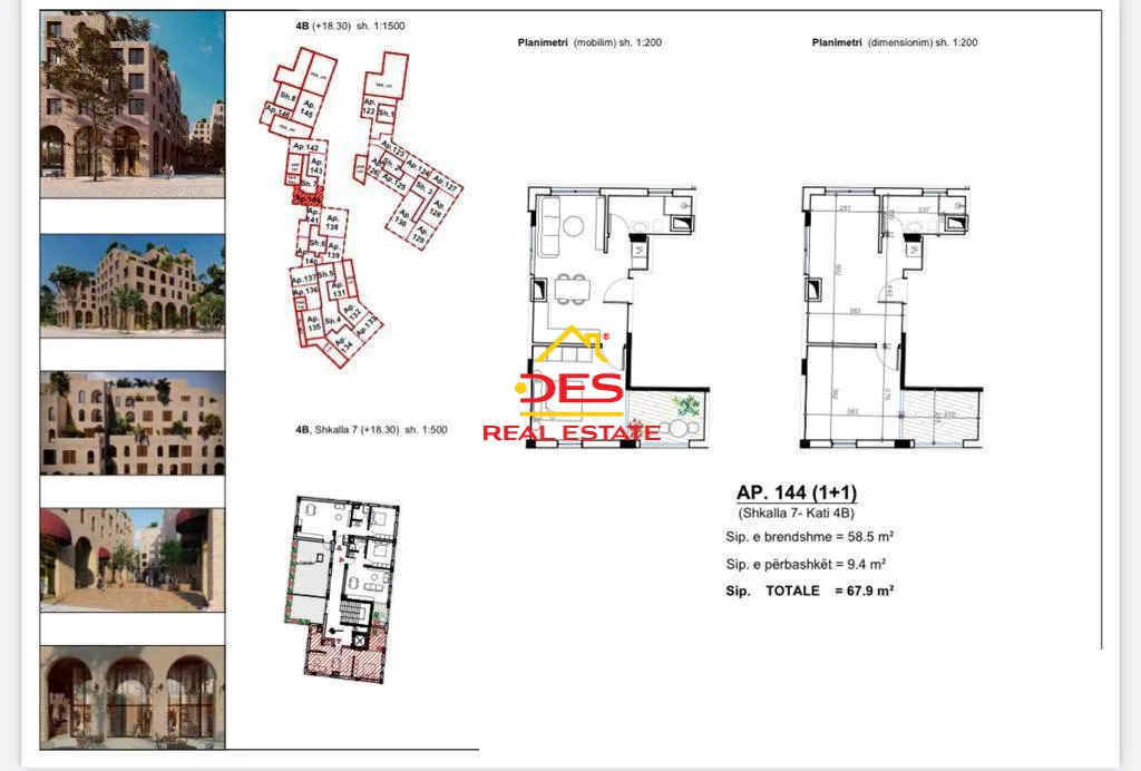 Shitet apartament 1+1 + garazhd në një kompleks në ndërtim në sarandë