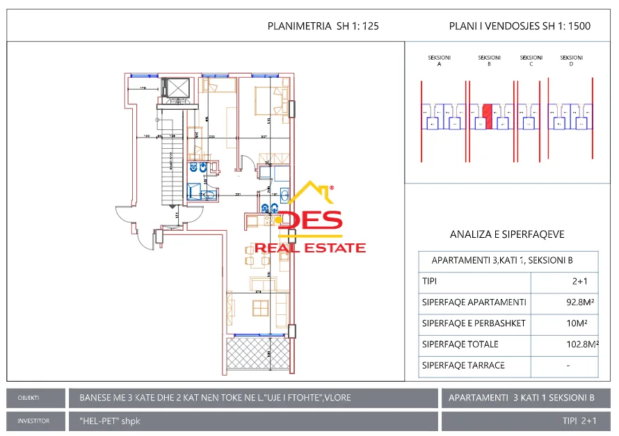 Shitet apartament 2+1 te kompleksi ” sol” në ujë të ftohtë ,vlorë