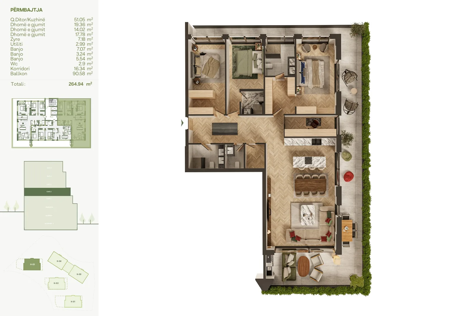 Banesë 264.94m² për #SHITJE në Lagjen Lake Side Living.