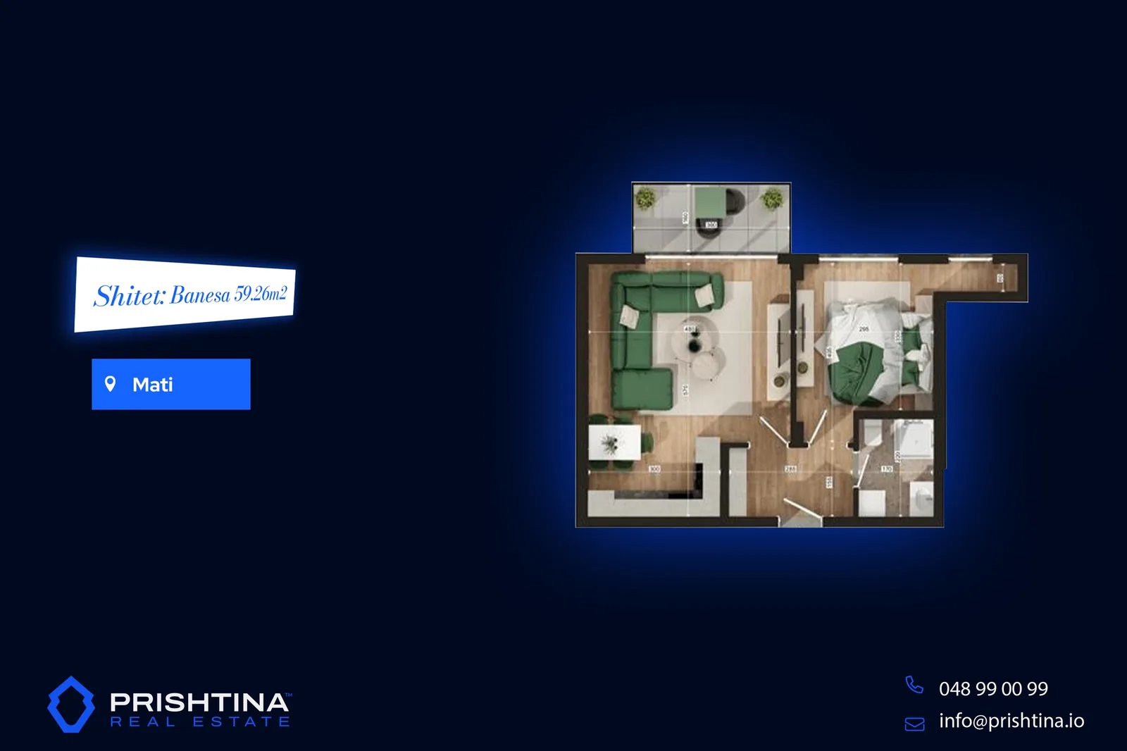Banesa në shitje me planimetri të ndryshme te Mati