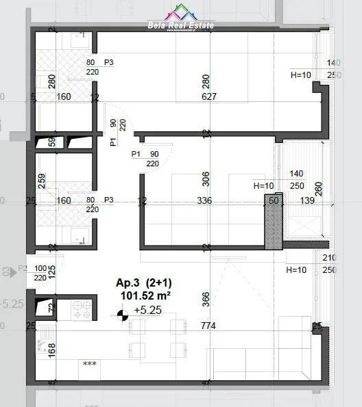 Apartament ne Shitje 2+1 tek Fusha e Aviacionit (ID B120611 ) Tirane.