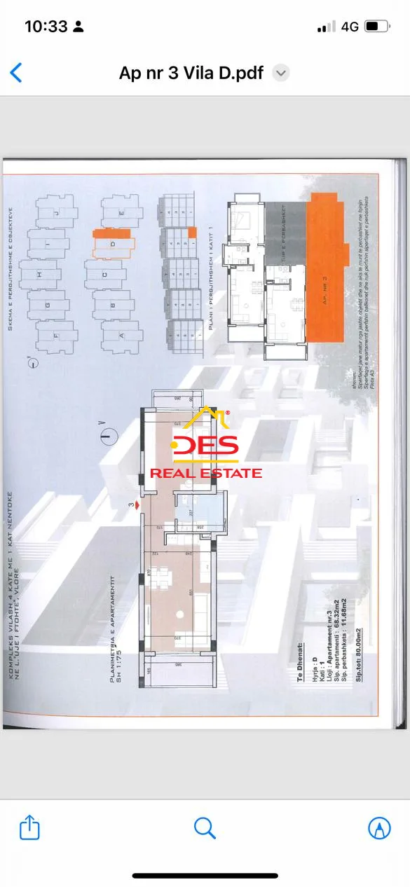 Shitet apartament 1+1 me këste në kodër lungomare.