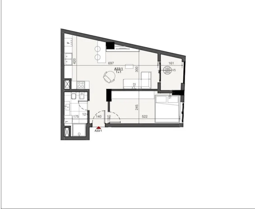 Apartament Ne Shitje 1+1 Tek Stacioni i Trenit (ID B110443) Tirane