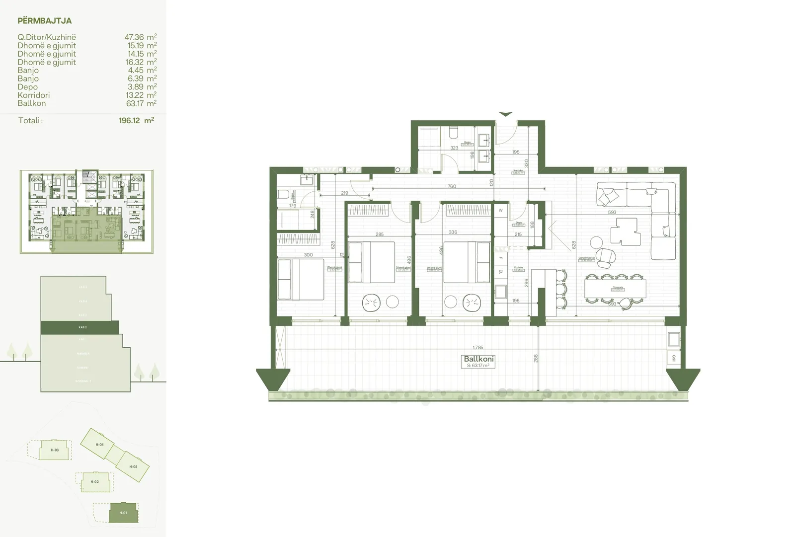 Banesë 196.12m² për #SHITJE në Lagjen Lake Side Living.