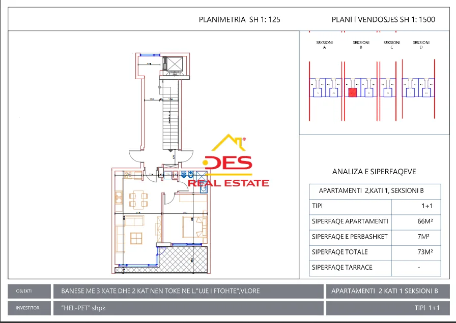 Shitet apartament 1+1 te kompleksi ” sol” në ujë të ftohtë ,vlorë