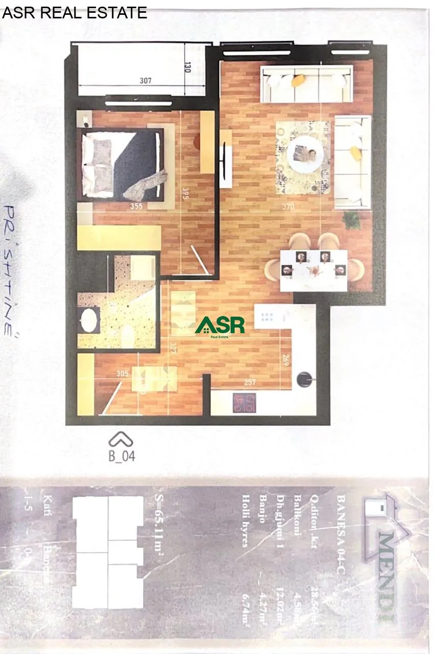 #ID:3446 Banesë 65.15m2 ne #shitje në Lagjen Mati 1 afër rrugës C.