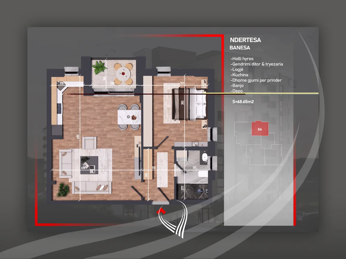 Banesë me 1 dhomë gjumi në shitje në lagjen Mati 1 – VA Residence 4