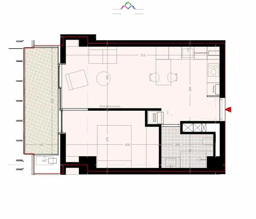 Apartament Ne Shitje 1+1 tek Kthesa e Kamzes (ID B110586) Tirane