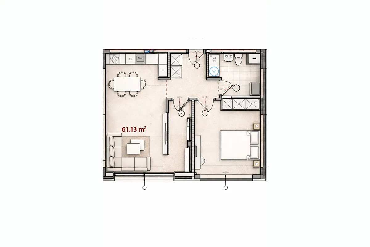 Banesë 61.13m² për #SHITJE te Prishtina e Re