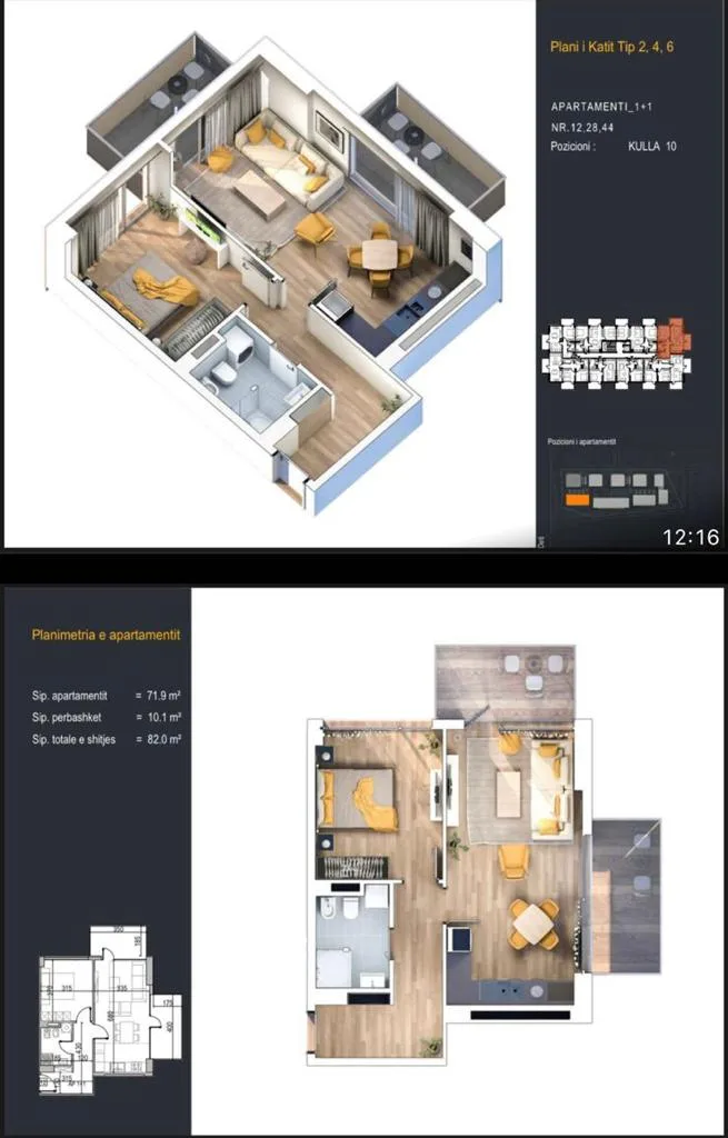 Shitet apartament 2+1 në kune, shëngjin
