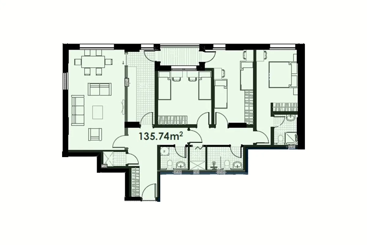 Banesë 135.74m² në #SHITJE te Prishtina e Re.