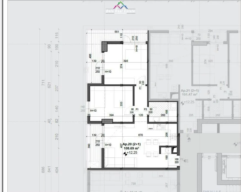 Apartament ne Shitje 2+1 tek Fusha e Aviacionit (ID B120609 ) Tirane