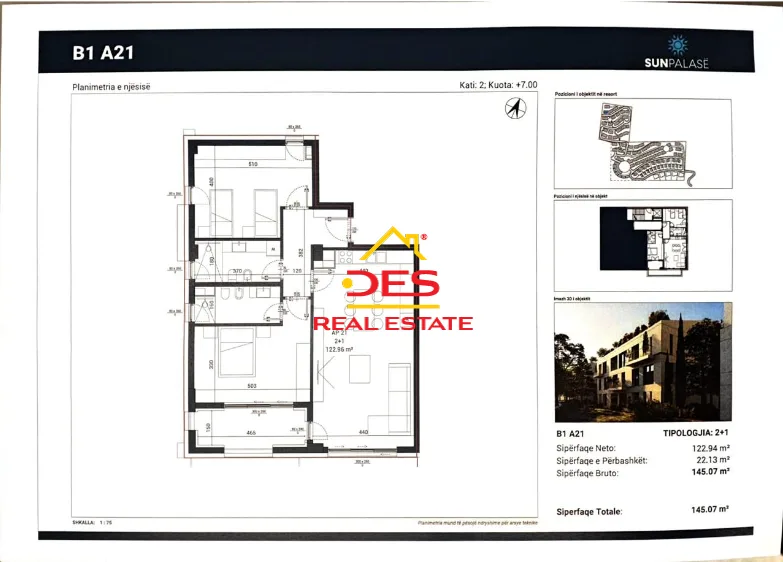 Shitet apartament 2+1+2 në rezidencën më të re “sun palasë”