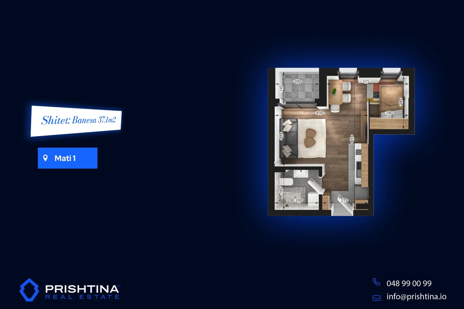 Banesë në shitje 37.1m² + 3m² depo te Mati 1