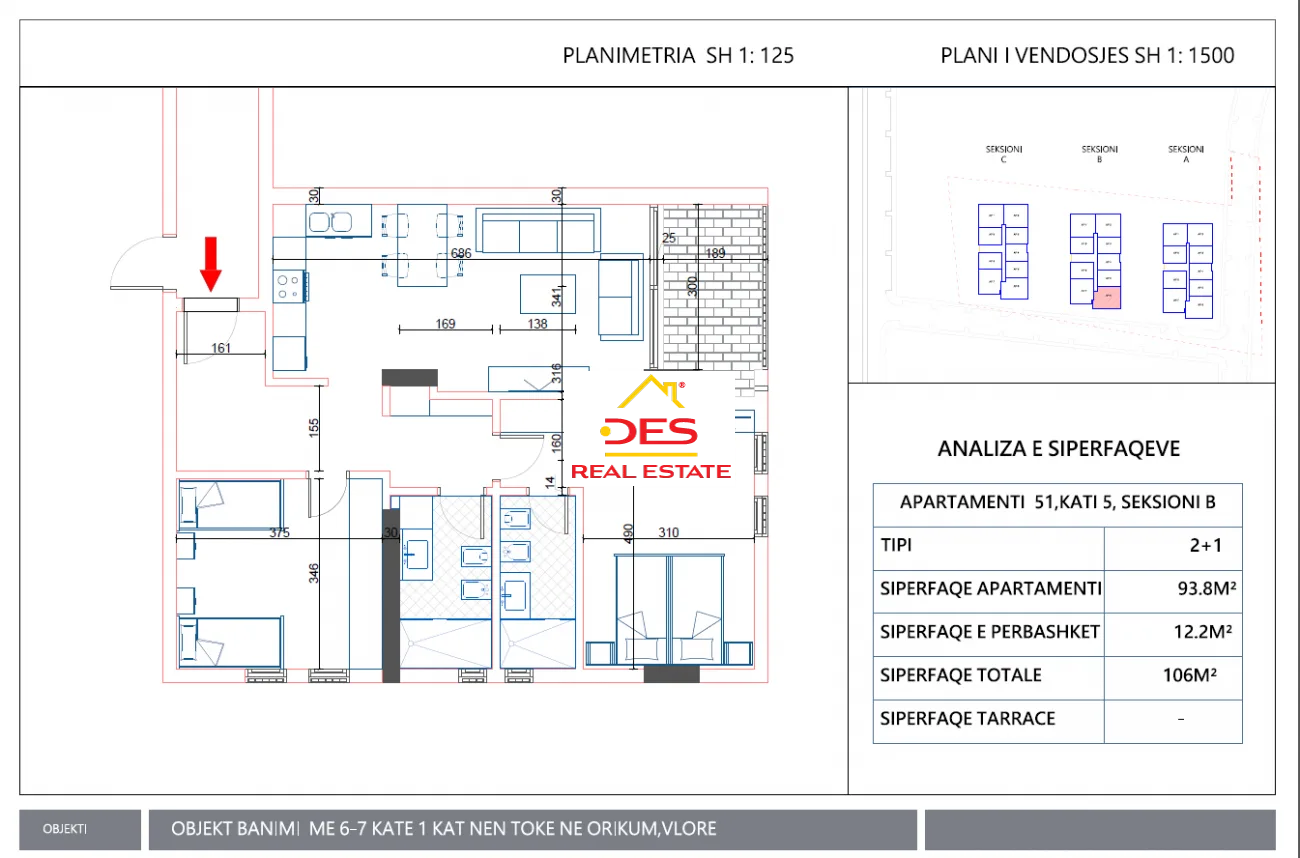 Shitet apartament 2+1+2 në orikum ,vlorë